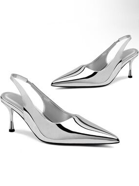 Silver Kitten Heels